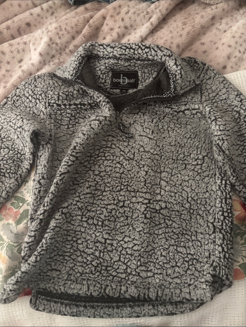 boxercraft Gray Sherpa Quarter-Zip Pullover